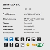 Sievi Solid CT XL+ S3L ESD vinter vernestøvel, teknisk informasjon