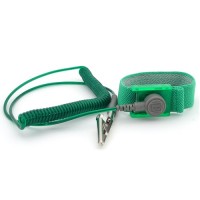 Armbånd med lang spiralsnor og krokodilleklemme, grønn