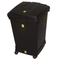 90 liters firkantet søppelbøtte med lokk og hjul