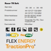 Sievi Racer TR Soft ESD sko, teknisk informasjon