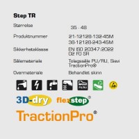 Sievi Step TR ESD sko, teknisk informasjon
