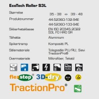 Sievi Racer EcoTech Roller S3L ESD vernesko, teknisk informasjon