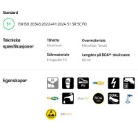 Sievi  AirGo 2 Roller ESD vernesko teknisk informasjon