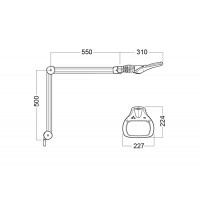Wave LED ESD lupelampe målsatt tegning