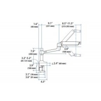 Målsatt tegning på Optilia Ergotron arm for bord