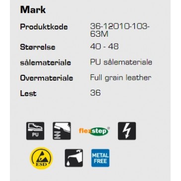 Sievi Mark ESD pensko for herrer, informasjon