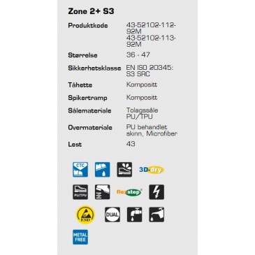 Sievi Zone 2+ S3 ESD vernesko, informasjon