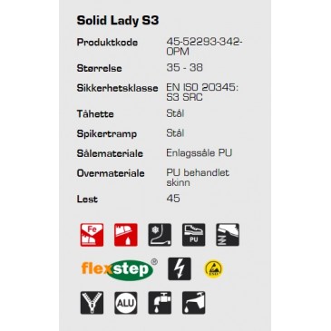Sievi Solid Lady S3 ESD vinterstøvel for dame, informasjon