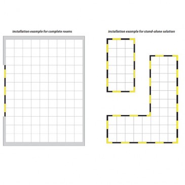 Eksempler på layout på ESD gulvfliser og rampeelementer