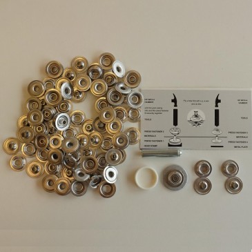 10mm knapp til bordmatte i sett á 50 stk. knapper og verktøy til montering