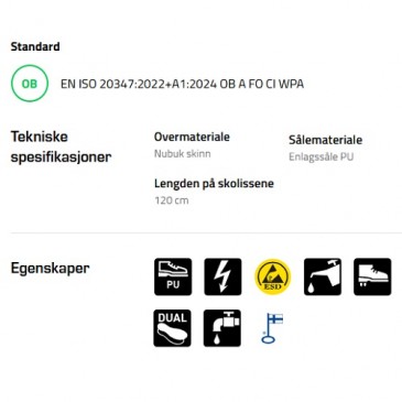 Sievi Spike Soft ESD vinter vernestøvel, teknisk informasjon