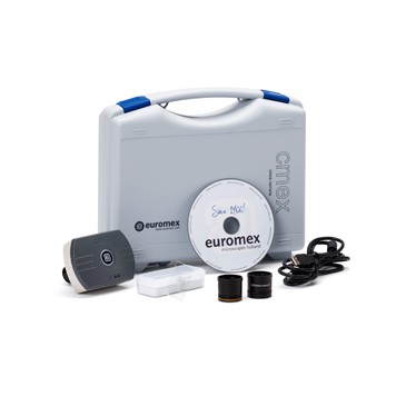 Euromex CMEX digitale kameraer leveres i koffert med diverse tilbehør