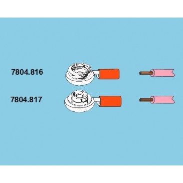 Overgang fra 10 mm knapp (han eller hun) og til krympterminal for AWG 22-16 kabel